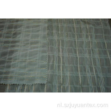 Polyester chiffon crinkle gouden lurex streep dobby stof